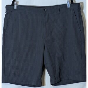 IZOD Golf Shorts Men's 38 Black Textured Crosshatch Flat Front Performance